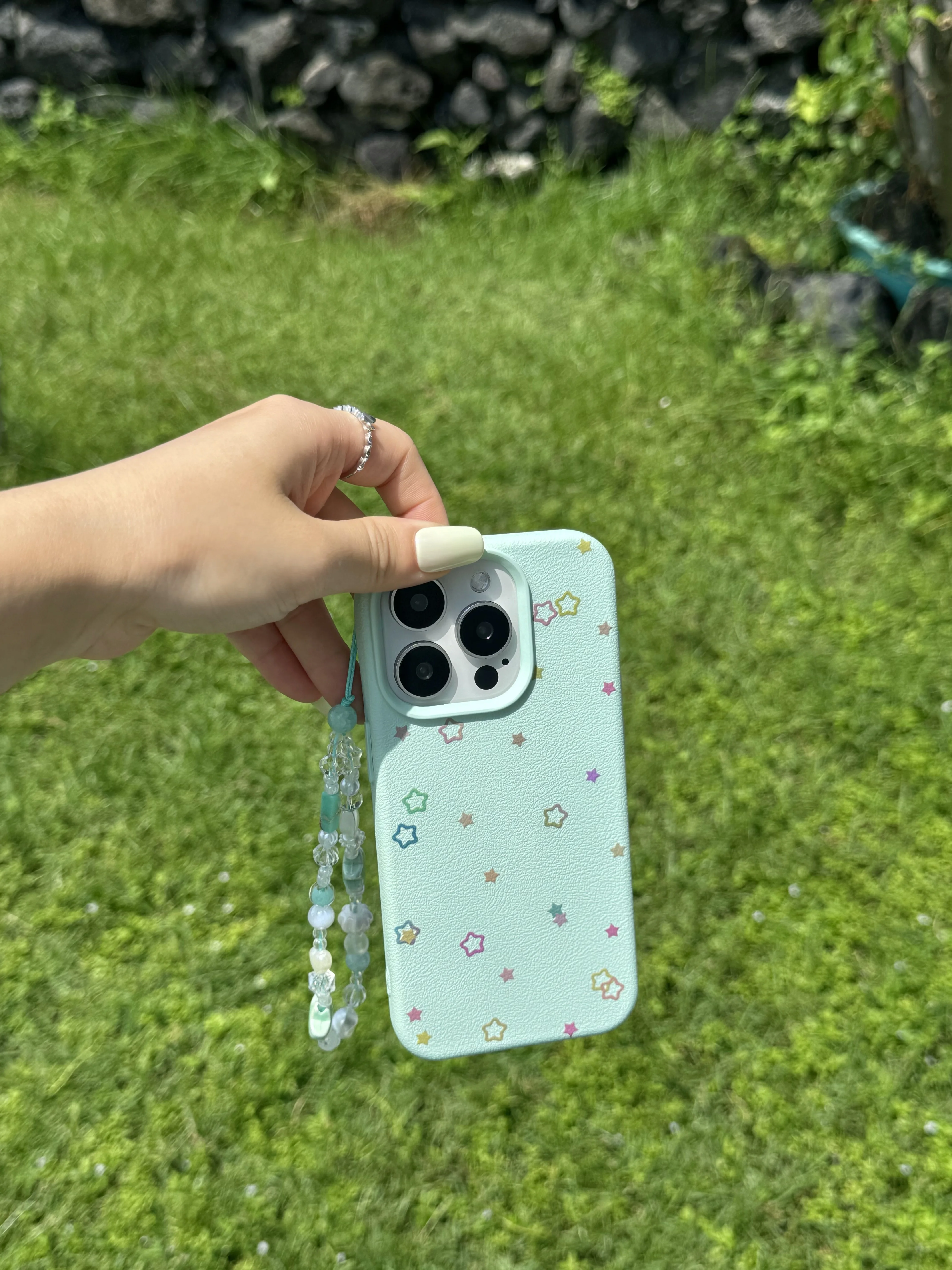 Корейский INS мятно-зеленый маленький Звездный кожаный текстурный чехол на