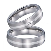 wedding rings set for couple his and her white gold color titanium marriage jewelry for men and women alliance