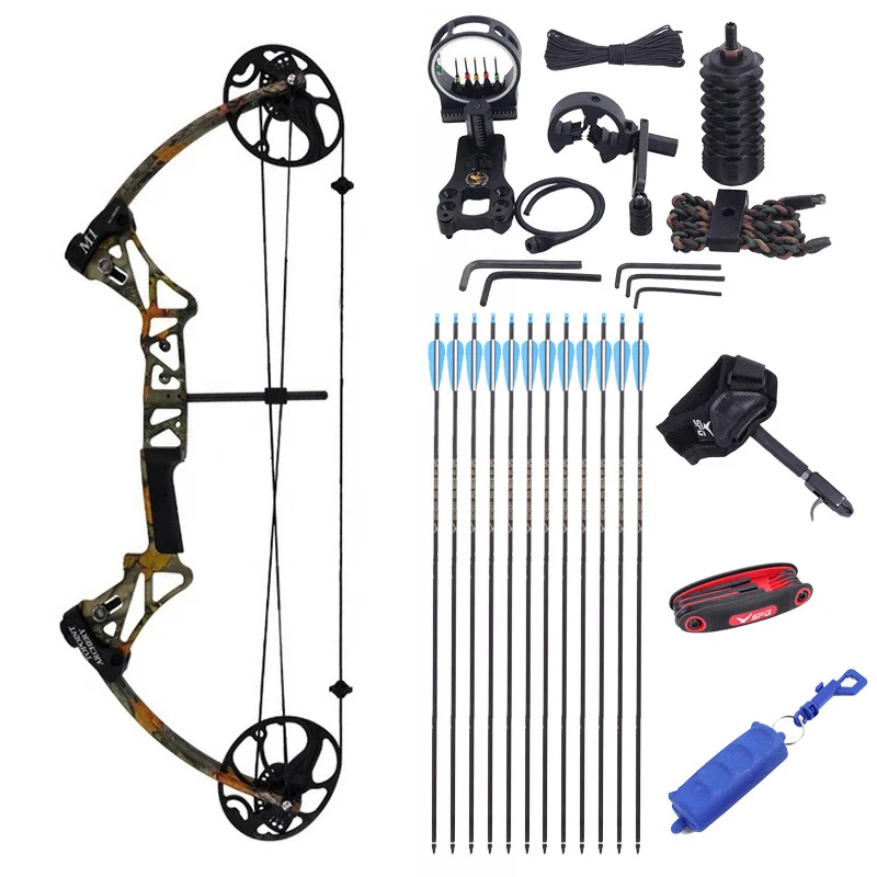 

M1 Compound Bow 19-70 Lbs Adjustable Pulley Archery Bow Suit Ibo320fps Cnc Wheels Archery Equipment For Hunting Shooting