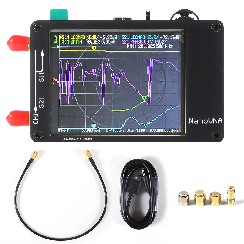 

Metal Shield + battery NanoVNA VNA Vector network analyzer 50KHz-900MHz touch screen Shortwave MF HF VHF UHF Antenna Analyzer