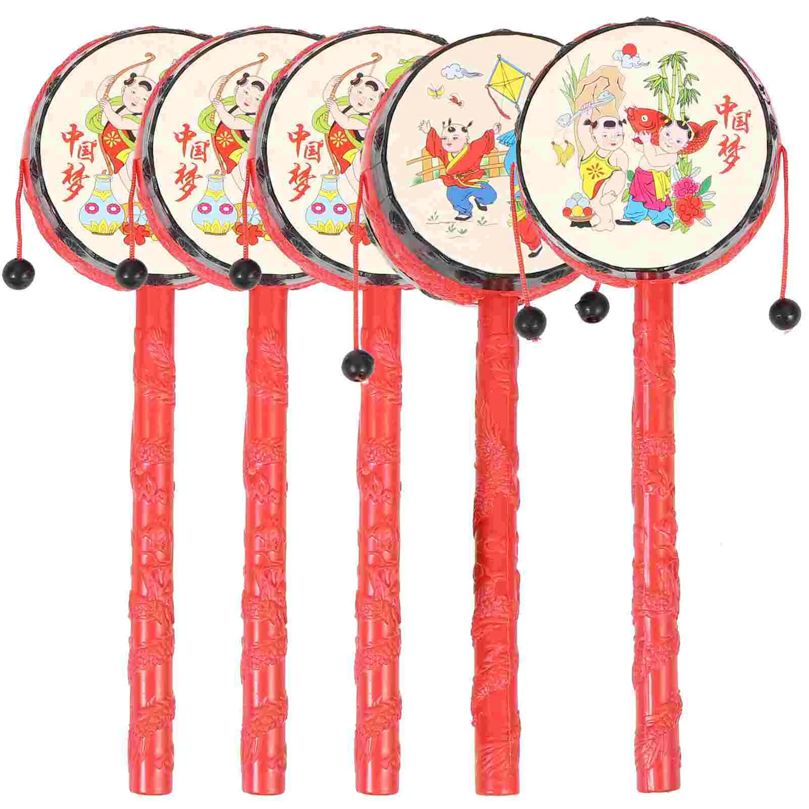

5Pcs Baby Percussion Instrument Toy Chinese Traditional Drum Toy Shaking Toy