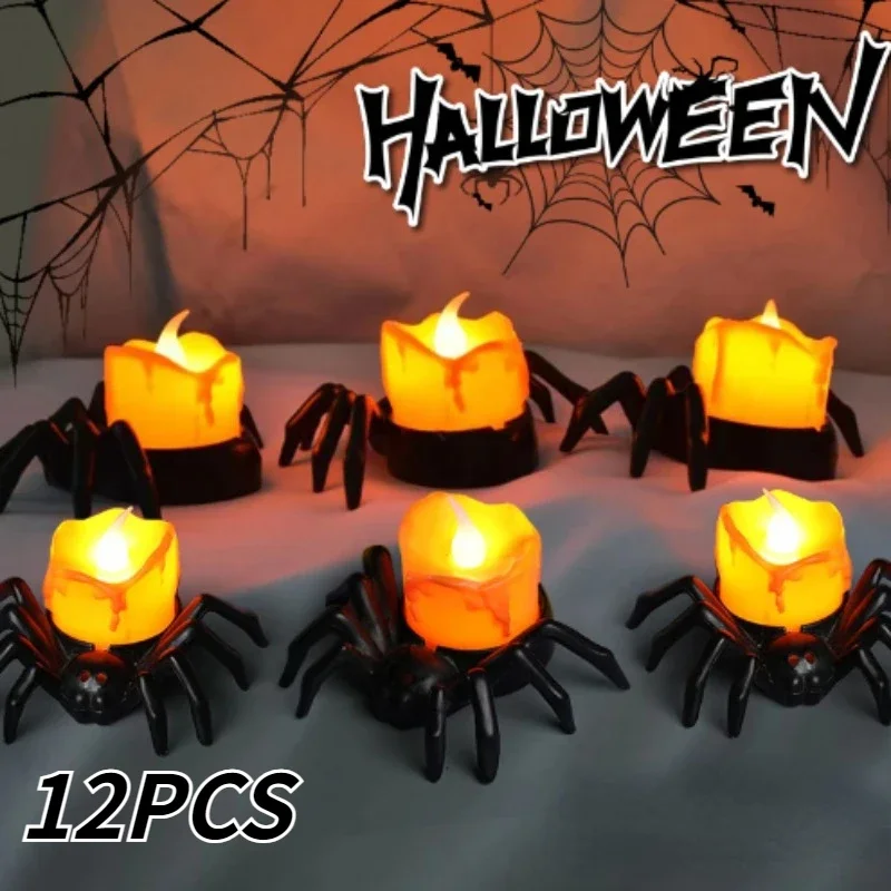 Креативная лампа-свеча-паук на Хэллоуин светодиодный фонарь светящаяся летучая