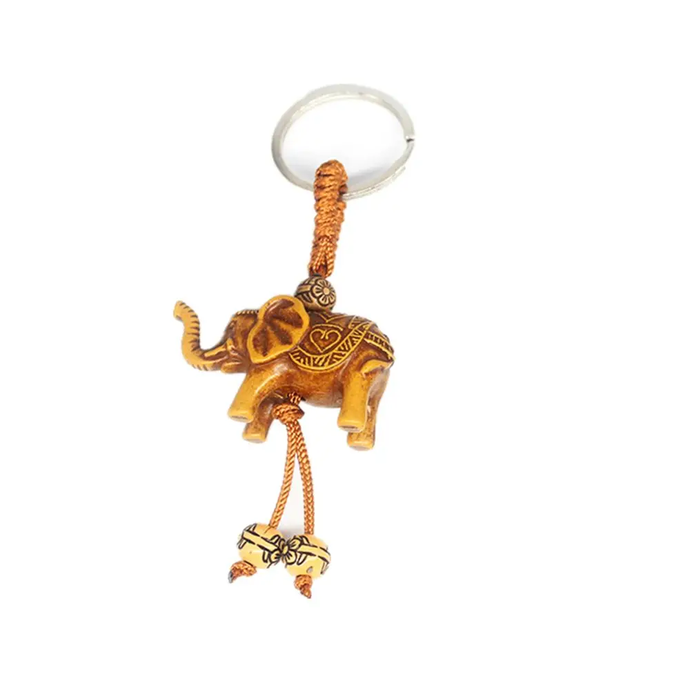 

Jewelry Gift Elephant Religion Buckle Key Holder Carving Pendant Wooden Keychain Key Ring