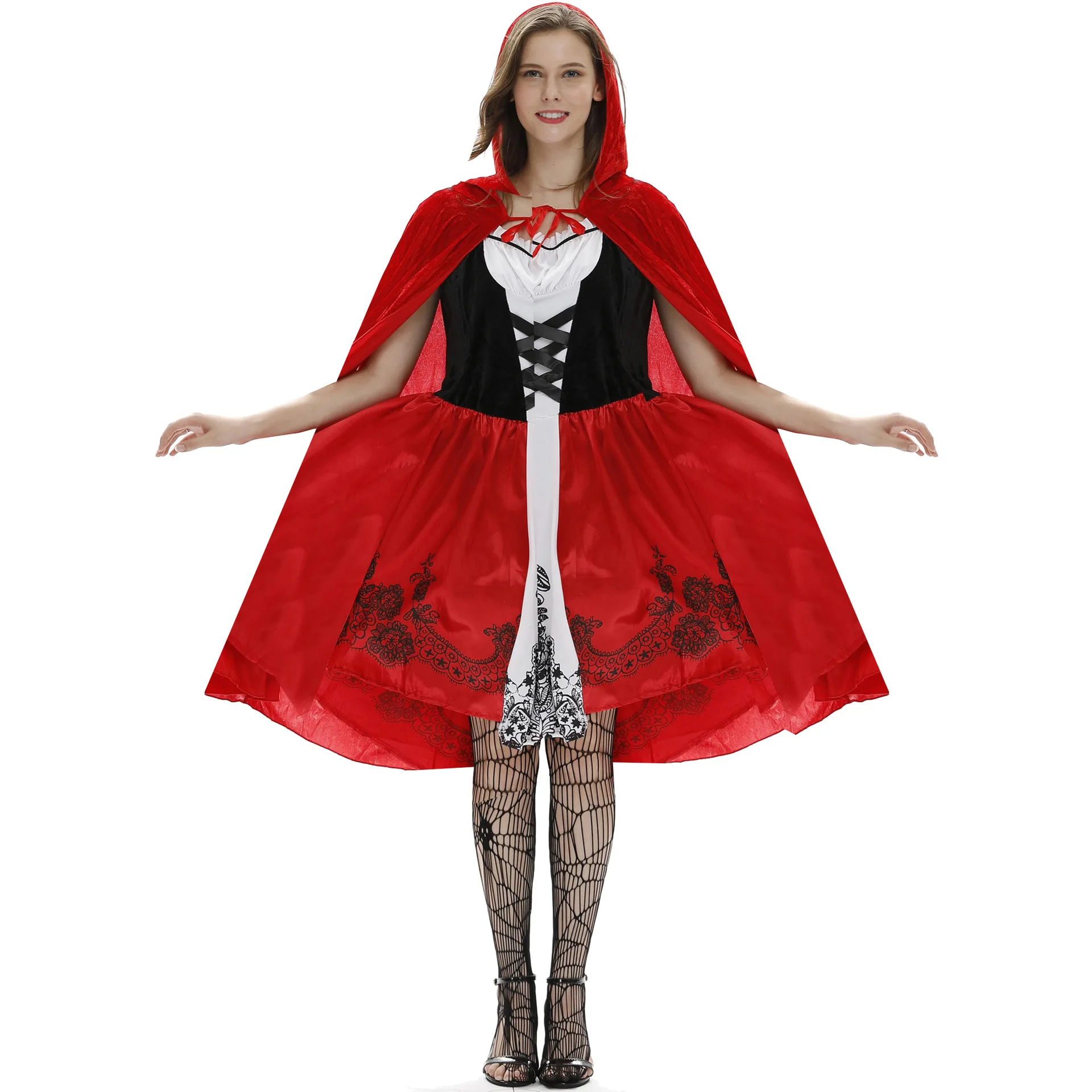 

Thickened Cloak Large European and American Halloween Little Red Riding Hood Clothing Adult Women's Cloak Game Suit