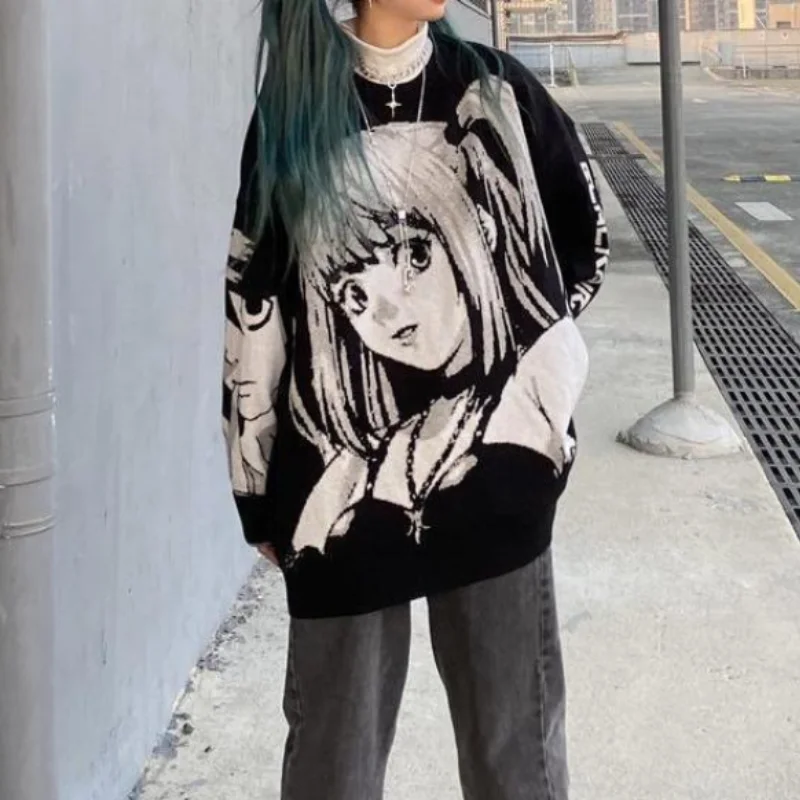

Kawaii Knitted Sweatshirts Women Harajuku Japanese Style Female Clothing Kpop Korean Style 2022 Spring Clothes Hoodie Sweater