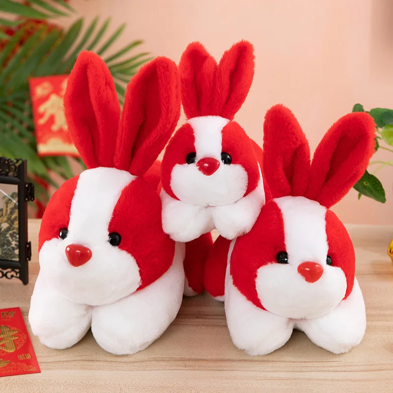 

2023 Rabbit Plush Toys New Year Mascot Bunny Figurine Small Plushie Doll Chinese Zodiac Decorations Children's Holiday Gifts