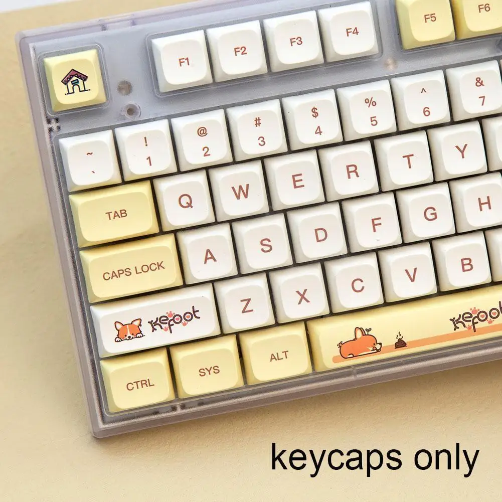 

135 Keys Corgi Theme Keycap Anime Profile Pbt For Gh60/gk61/gk64/84/87/96/104/108/980 And Other Mechanical Keyboards A1m0