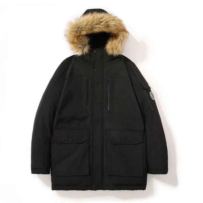 Casual Warm Hoodeds Cotton Jacket men's Winter 2022 Loose American Bread Jacket Lovers Coat Fake Two Fashionable Cotton Jackets