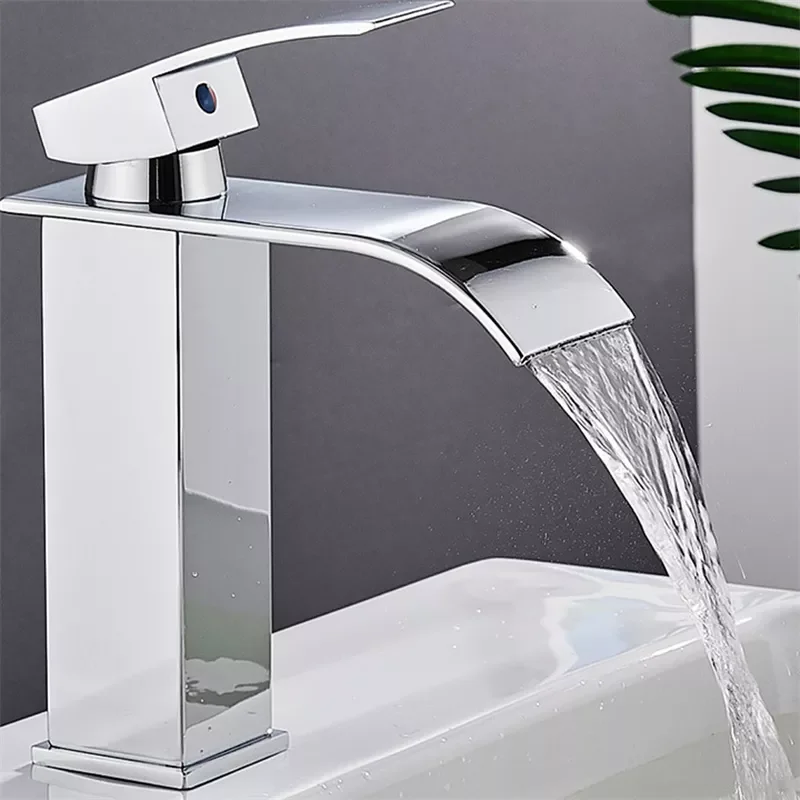 

Bathroom Washbasin Four Sided Basin Sink Mixing Faucet Wide Mouth Waterfall Faucet Hot And Cold Water Faucet