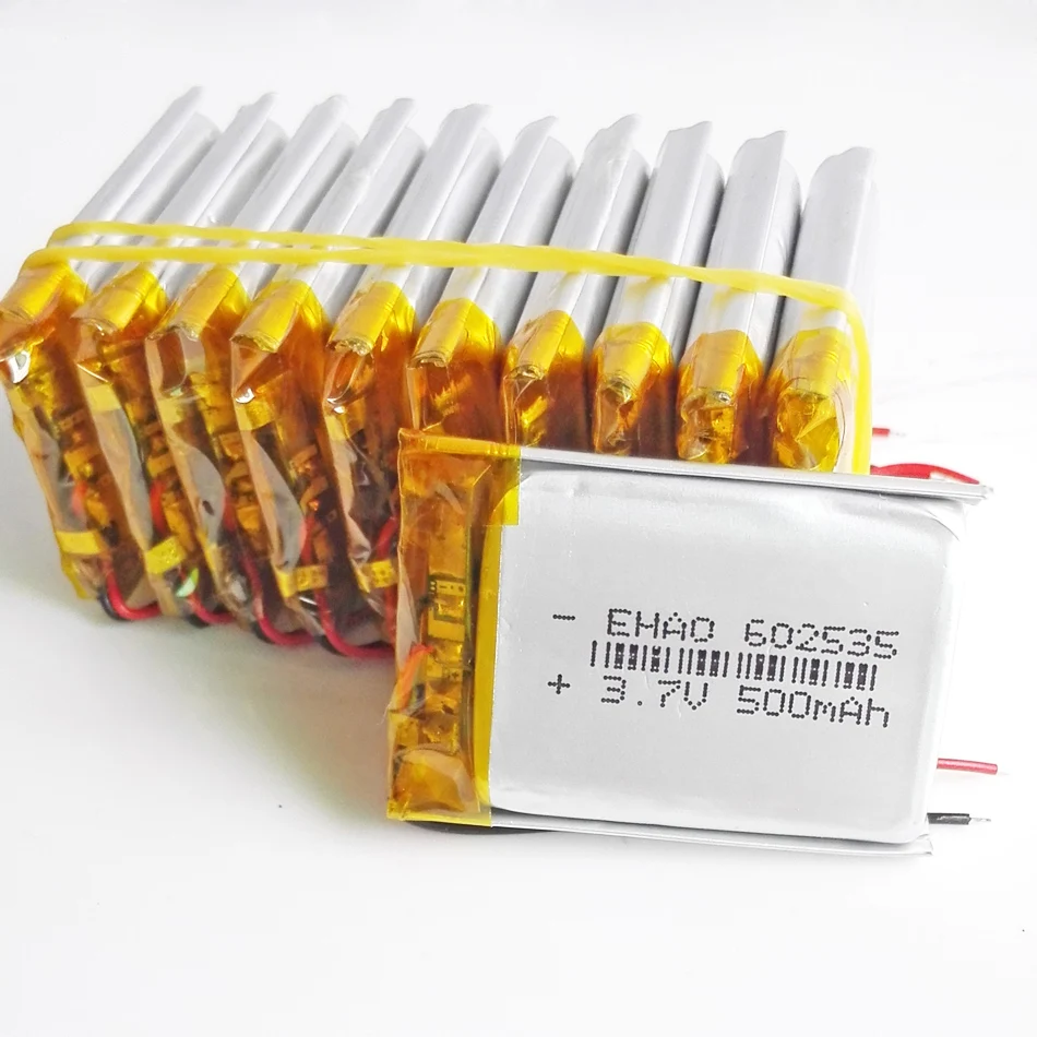 

10 шт., литий-полимерные аккумуляторные батареи 3,7 в 500 мАч 602535 для Mp3 GPS PSP DVD Bluetooth электронных книг Smart Lock