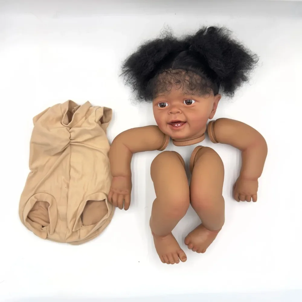 24-дюймовый комплект куклы реборн Янник с черными вьющимися волосами Африканская