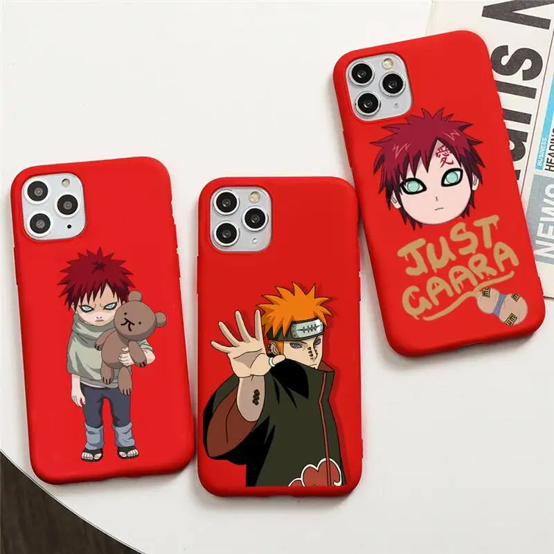 

Pain Gaara Naruto Phone Case For iphone 13 12 11 Pro Max Mini XS 8 7 6 6S Plus X SE 2020 XR Red Cover