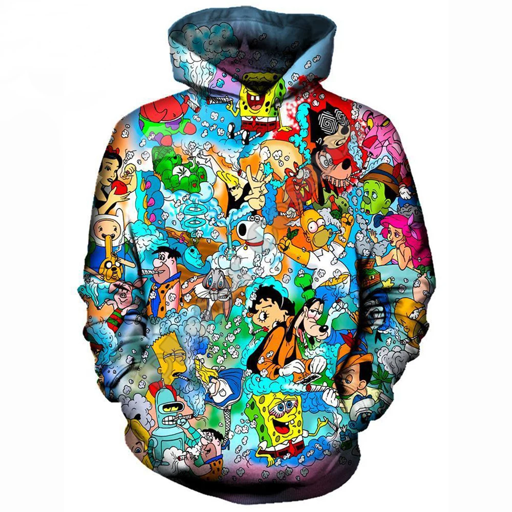 

Funny 3D 90s Cartoon Collage Printing Hoodies Cute Anime Hooded Streetwear Series Men/Women Autumn and Winter Sweatshirt Boys