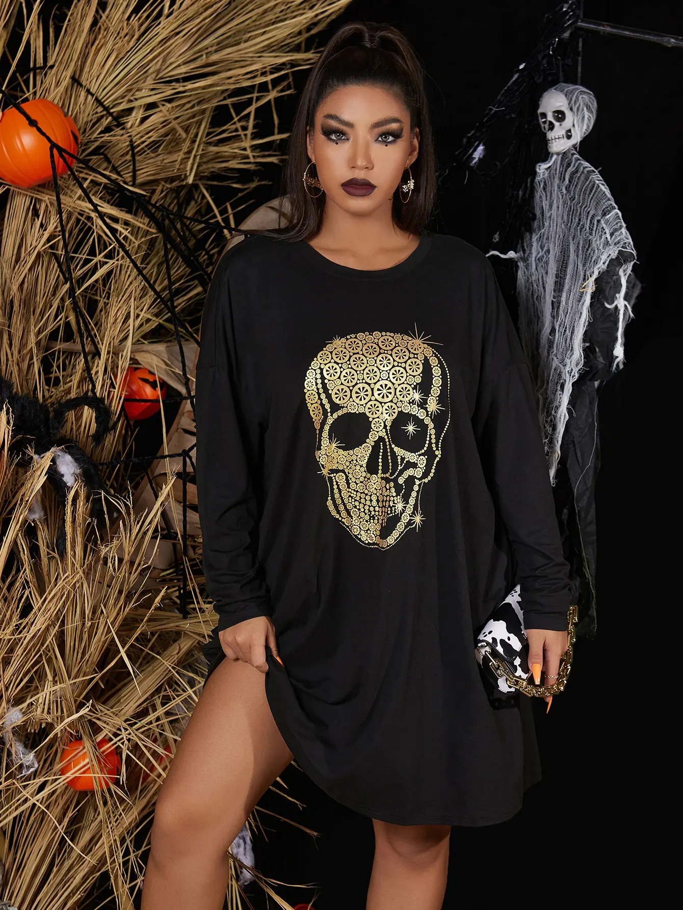 Женское платье с принтом в виде черепа