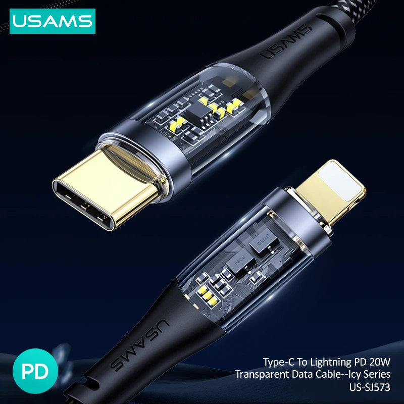 

USAMS PD 20W USB Type C Cable For iPhone 13 12 11 Pro Max XR X XS Max 6 7 8 Plus Fast Charging Charge Lightning For MacBook iPad