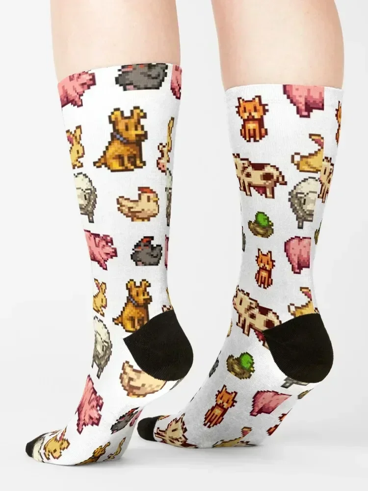 Носки Stardew Valley Animals яркие мужские носки с цветочным принтом и подогревом до