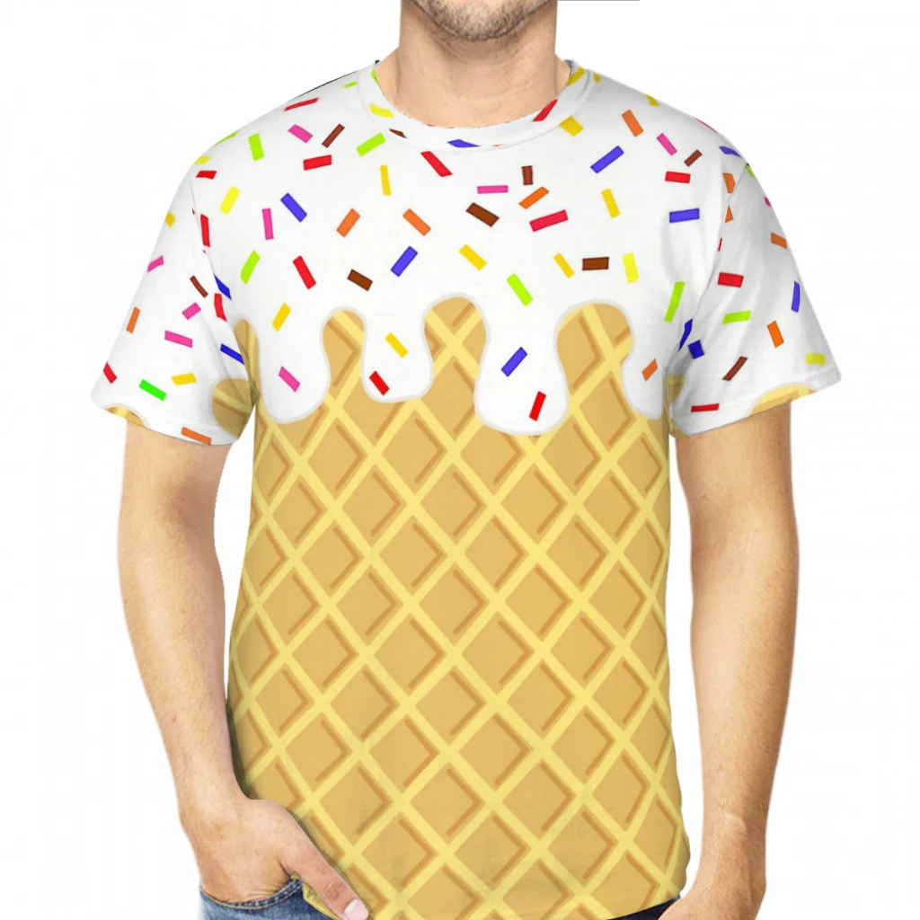 

Vanilla Waffle Cone 3D Print Polyester T-shirt Men Short Sleeve TShirt Sports Streetwear Tops