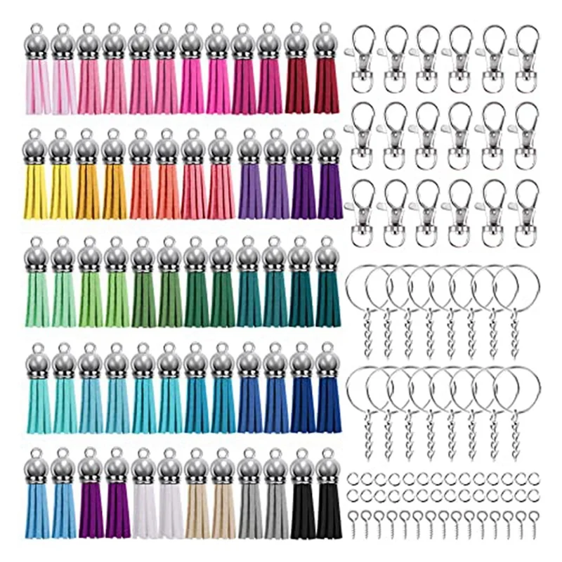 

720Pcs Key Ring Tassel Bulk With Keychain Tassels Keychain Hooks Key Chain Rings Jump Ring And Screw Eye Pins For Crafts