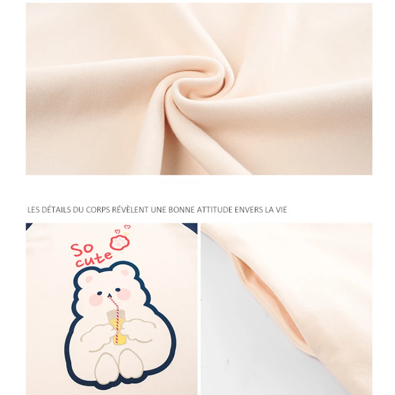 Summer New Pajamas for Women's White Bear Sweet and Cute Soft Short-sleeved Nightgowns Plus Size Sleepwear Breathable Loungewear