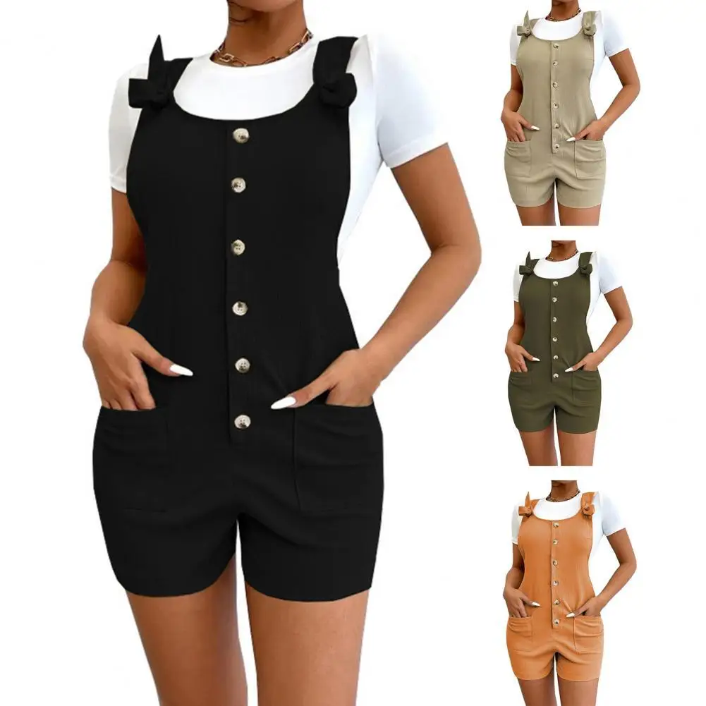 

Lady Jumpsuit Solid Color Short Young Casual Women Romper for Shopping