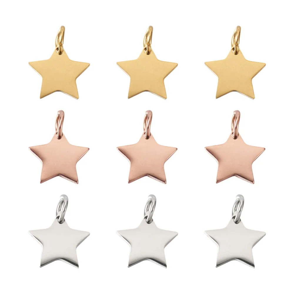 

20pcs 3 Colors Stainless Steel Star Charms Pendant for Earrings Bracelet Jewelry Making DIY Accessories