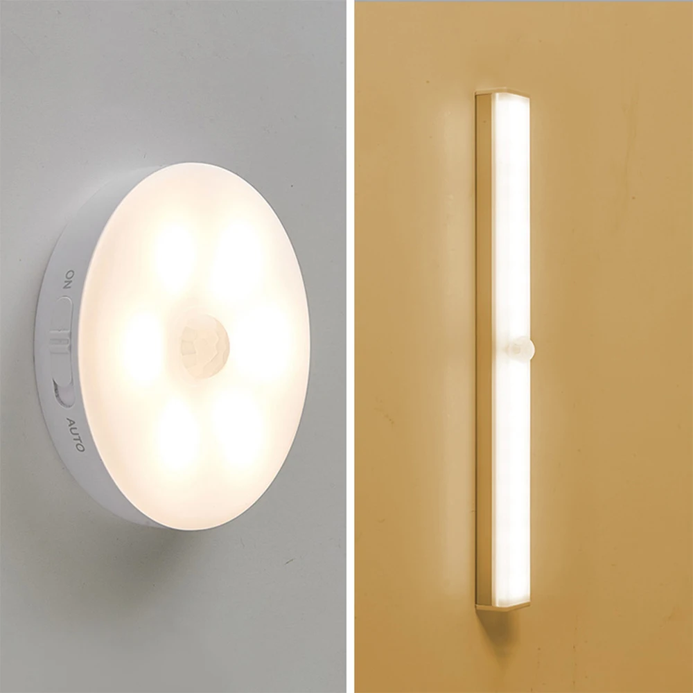 

Wireless Motion Sensor Under Cabinet Light USB Chargable Magnetic Night Light Bedside Lamp Wardrobe Lights For Kitchen Stair