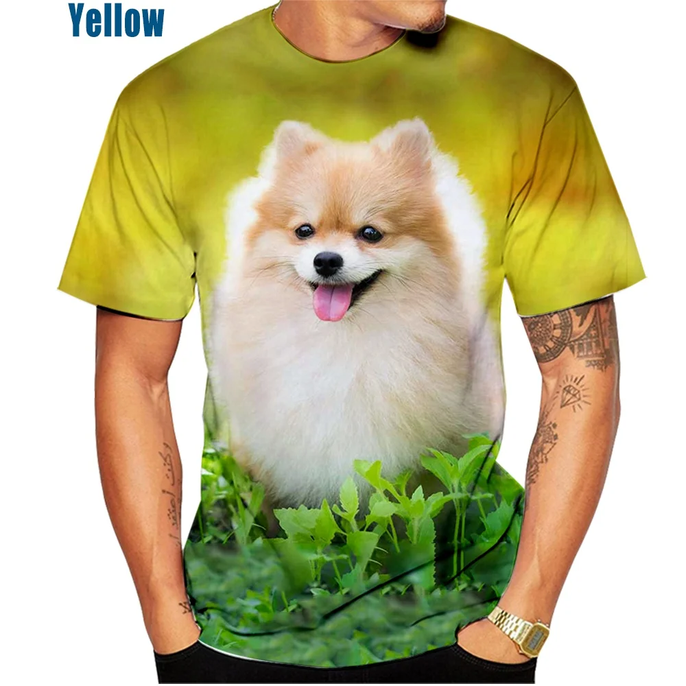 

2022 Summer Hot Sale Cute and Funny Dog Pomeranian 3D Printing Fashion Casual Round Neck T-shirt
