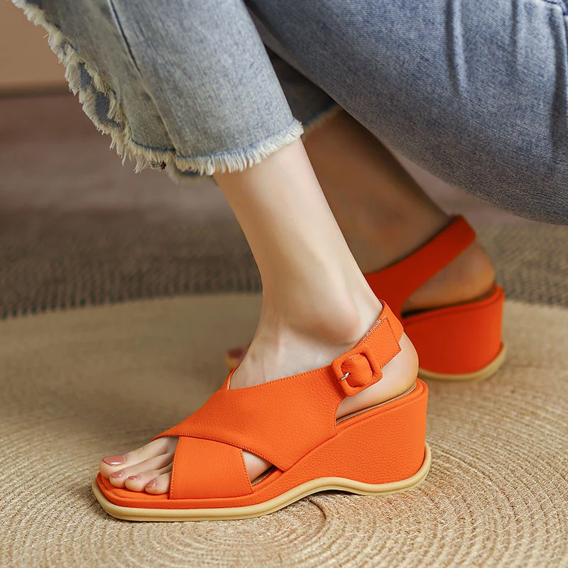 

Women Hollow Summer Slippers Wedges Sandals Thick Shoes 2022 New Trends High Heels Sandals Mujer Slides Open Toe Women Shoes