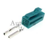 1 set 6 hole auto replacement unsealed socket with terminal automobile green plastic housing cable connector parts car adapter