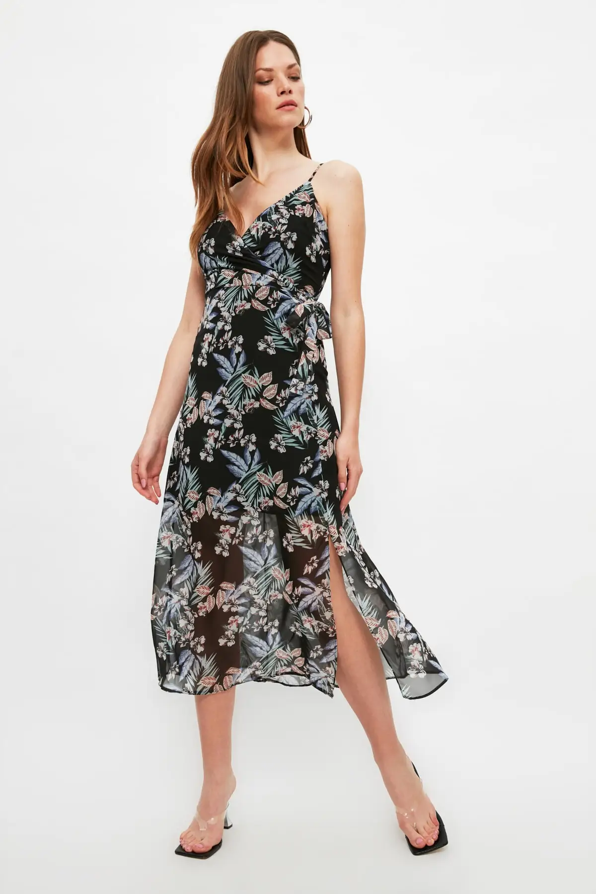 Trendyol Yellow Flower Print Dress TWOSS19EL0107 | Женская одежда