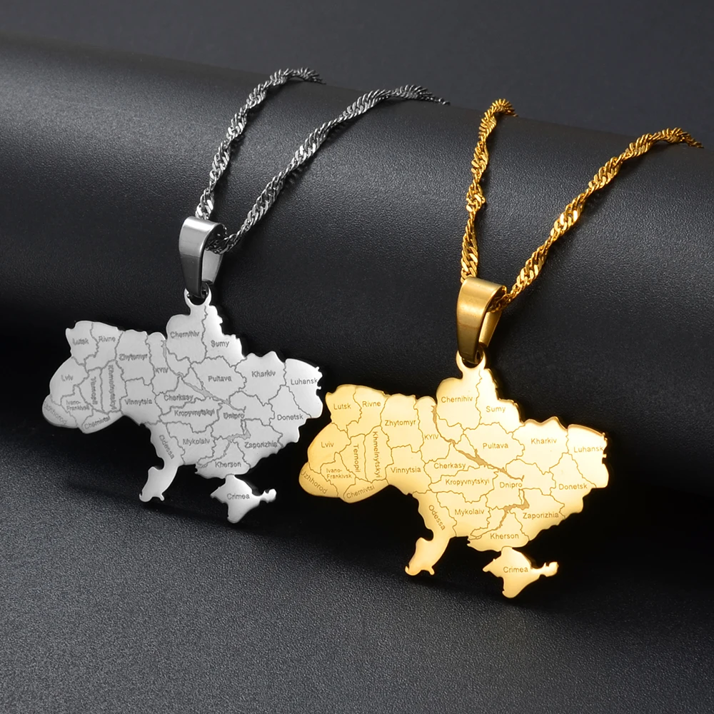 Ожерелье с подвеской в виде карты городами Anniyo Украина Kyiv украшения из Украины