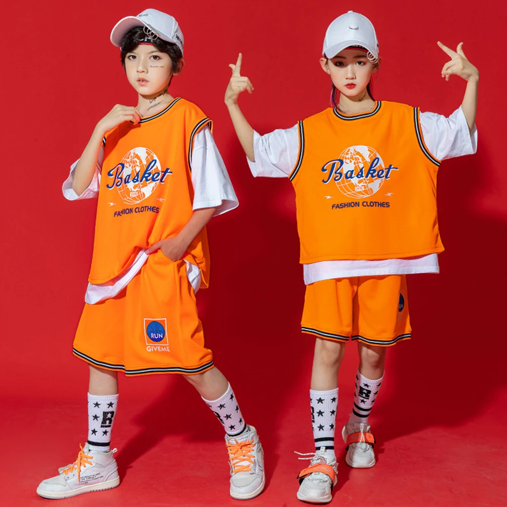 

Спортивная одежда для мальчиков и девочек, комплект из майки и шортов, футболка, летняя одежда в стиле хип-хоп для выступлений, танцев, баскетбола, спортивная одежда, 2023