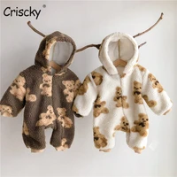 criscky new cute bear newborn baby boy girl clothes long sleeve hoodes zipper baby romper clothes winter infant clothing