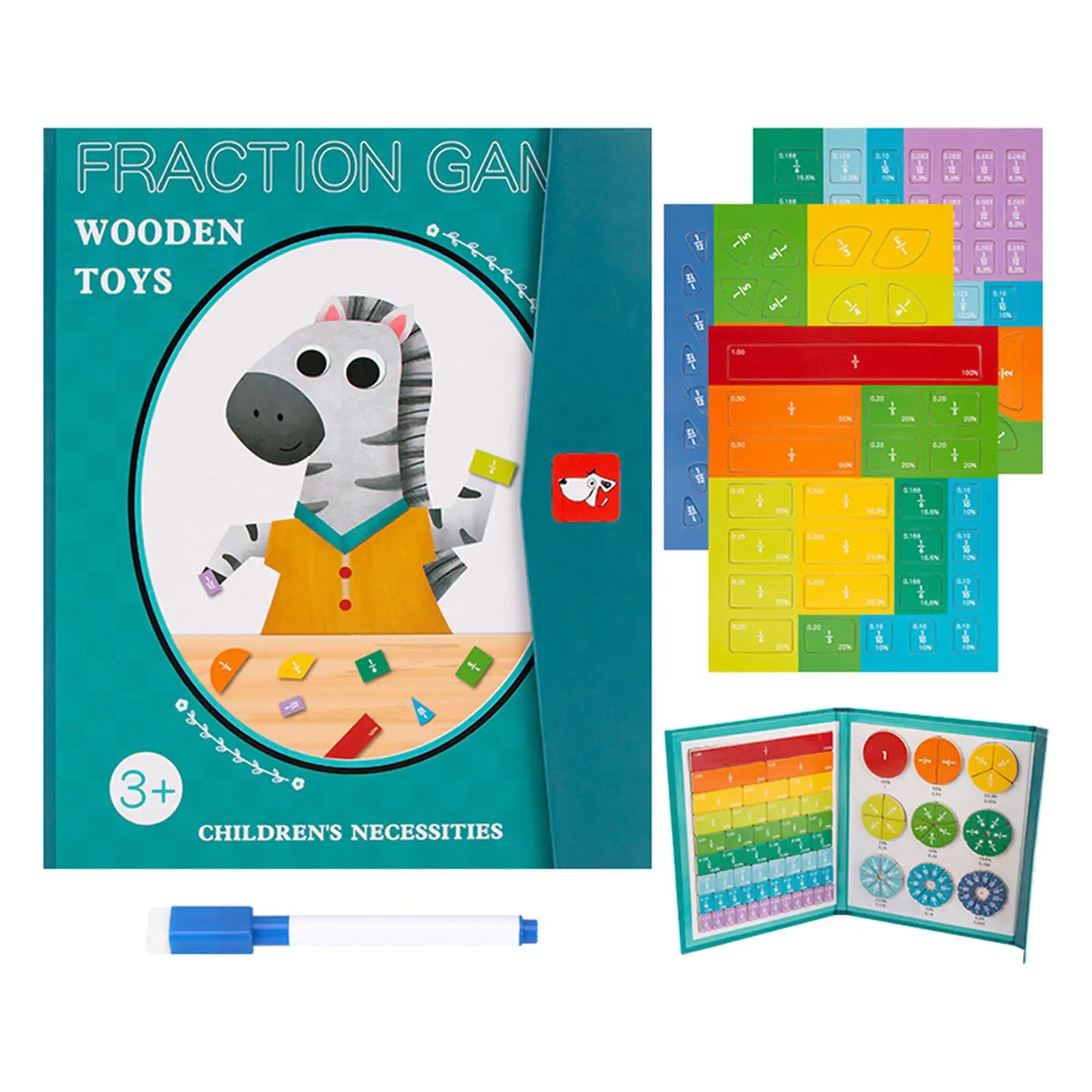 

Fraction Learning Math Toy Educational Toy Montessori Wooden