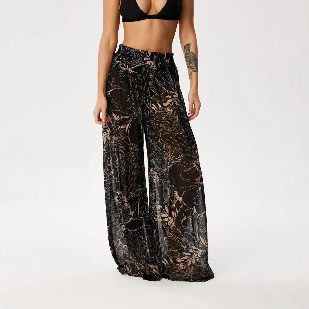 Фото Women Summer Beach Wide-Leg Skirt Pants Lightweight Quick-Dry Breathable SPF Sun Protection Casual Loose Fit Holiday Beachwear №4