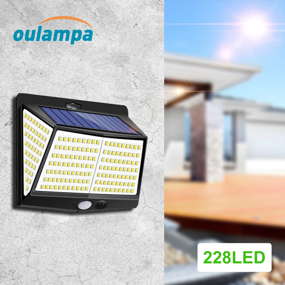 

3Modes 228LED Solar Light for Outdoor Waterproof PIR Motion Sensor Garden Lamp for Pathway Porch Garage Courtyard Patio Driveway