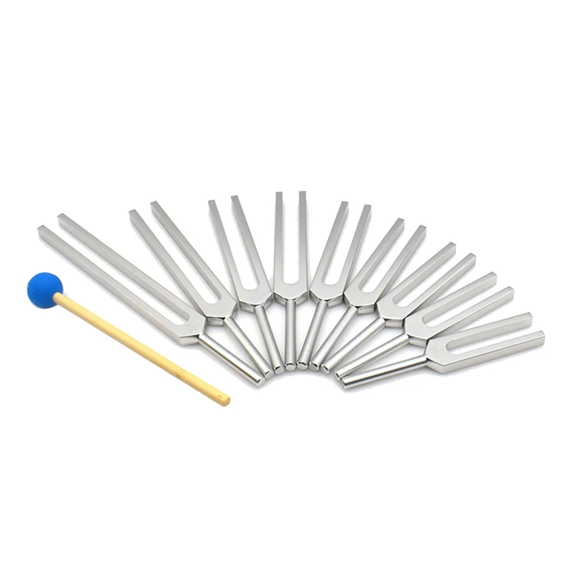 

Tuning Fork Set - 9 Tuning Forks for Healing Chakra Sound Therapy Keep Body Mind and Spirit in Perfect Harmony- Silver