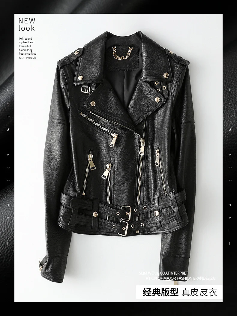 

YR!Free shipping.fashion Ladies genuine leather jackets.chic ,trendy ,vintage sheepskin, motor jackets
