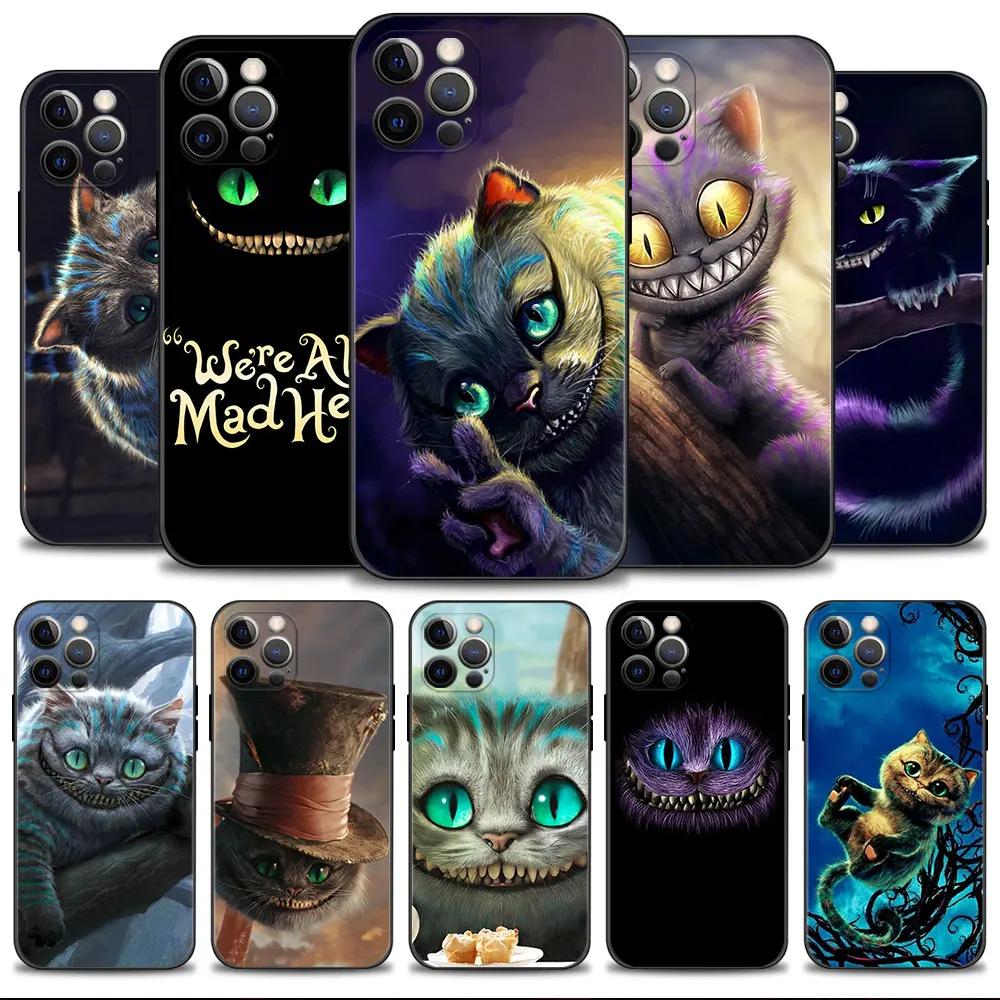 

Disney Phone Case for iPhone 14 11 13 12 Pro Max 7 8 6 6S Plus XR X XS 13mini 12mini Cover Alice in Wonderland Cheshire Cat Evil
