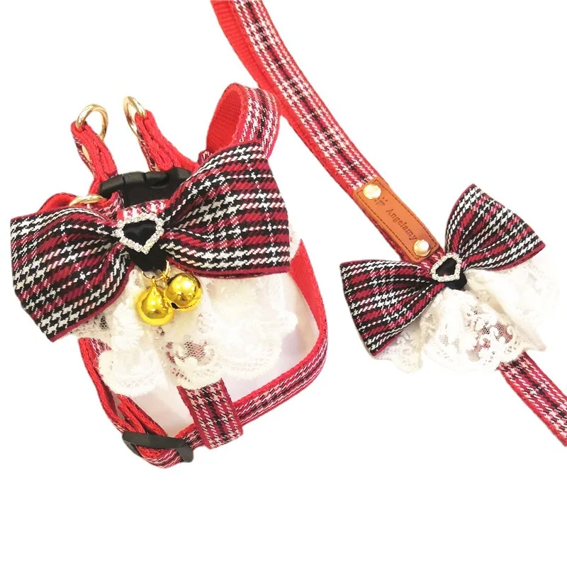 

Поводок для домашних питомцев, ручная работа, с бантом, для щенков, кошек, собак, регулируемый поводок для маленьких, средних и больших собак,...