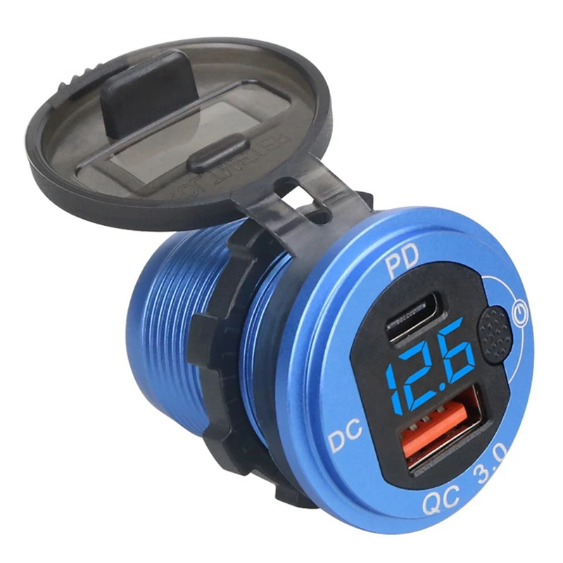 

Автомобильное зарядное устройство, адаптер PD QC 3,0, двойной порт со светодиодным дисплеем, в, водонепроницаемое автомобильное зарядное устро...