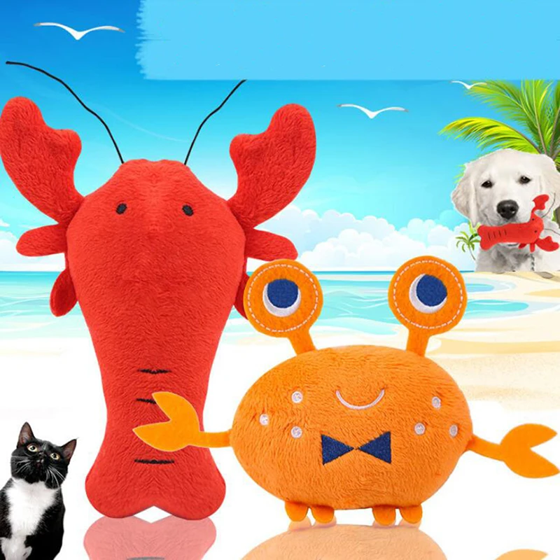 

1PC Soft Plush Dog Toys Cartoon Lobster Crab Dog Squeaky Toys Interactive Pet Puppy Toys for Small Dogs Indoor Playing Toys