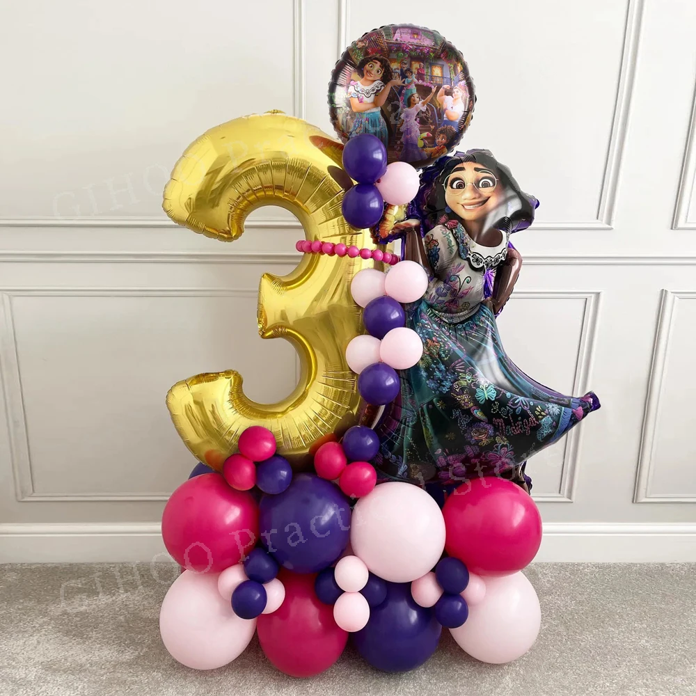 

47Pcs Mirabel Encanto Disney Theme Party Balloons For Kid Girl Birthday 32inch Gold Number Foil Balloons Baby Shower Air Globos