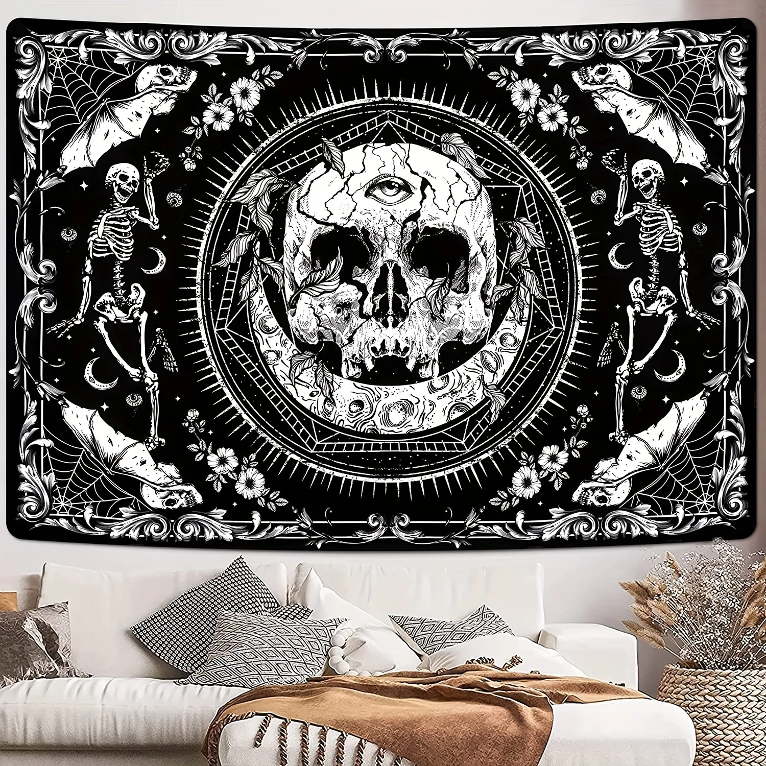 Гобелен в стиле бохо с принтом черепа 1 шт. настенный гобелен из персиковой кожи