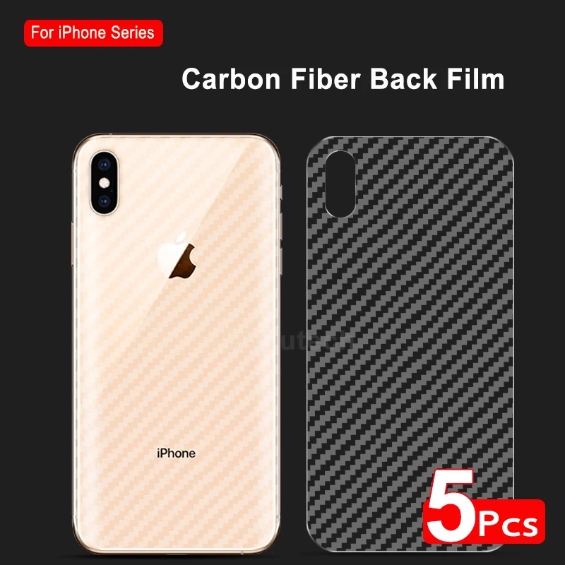 

5Pcs 3D Carbon Fiber Matte Back Film For iPhone XR X XS Max Protector Film On iPhone 7 8 Plus 6s Scratch Resistant Phone Sticker