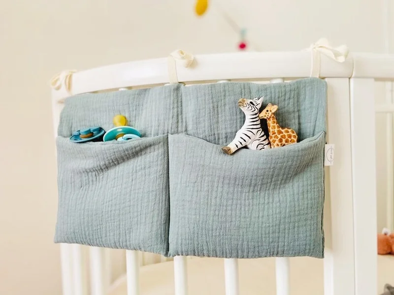

1pc Portable Baby Crib Storage Bag Multifunctional Newborn Bed Headboard Organizer For Kids Baby Bedding Diaper Bag