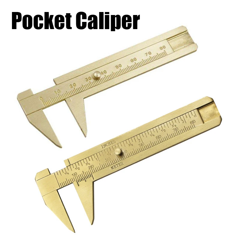 

Vernier Caliper Copper Alloy Mini Brass Sliding Pocket Caliper Metal Double Scale for Measuring Gemstones Jewelry Measuring Tool