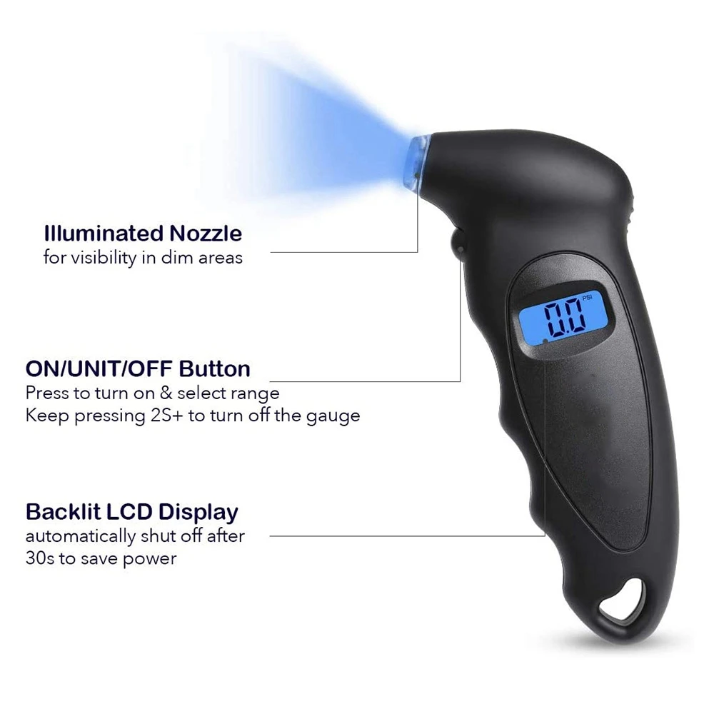 5 шт. автомобильный цифровой манометр для шин 0-150 PSI подсчета давления в шинах