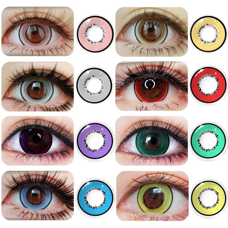 

2Pieces Colored Contact Lenses Anime Cosplay Accessories Lens Yearly Prescription Coloured Contacts Freeshipping Demon Slayer
