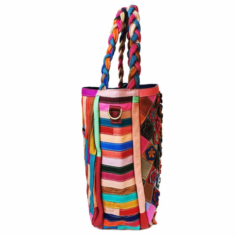 GAGACIA винтажная многоцветная сумка через плечо из воловьей кожи с цветочным